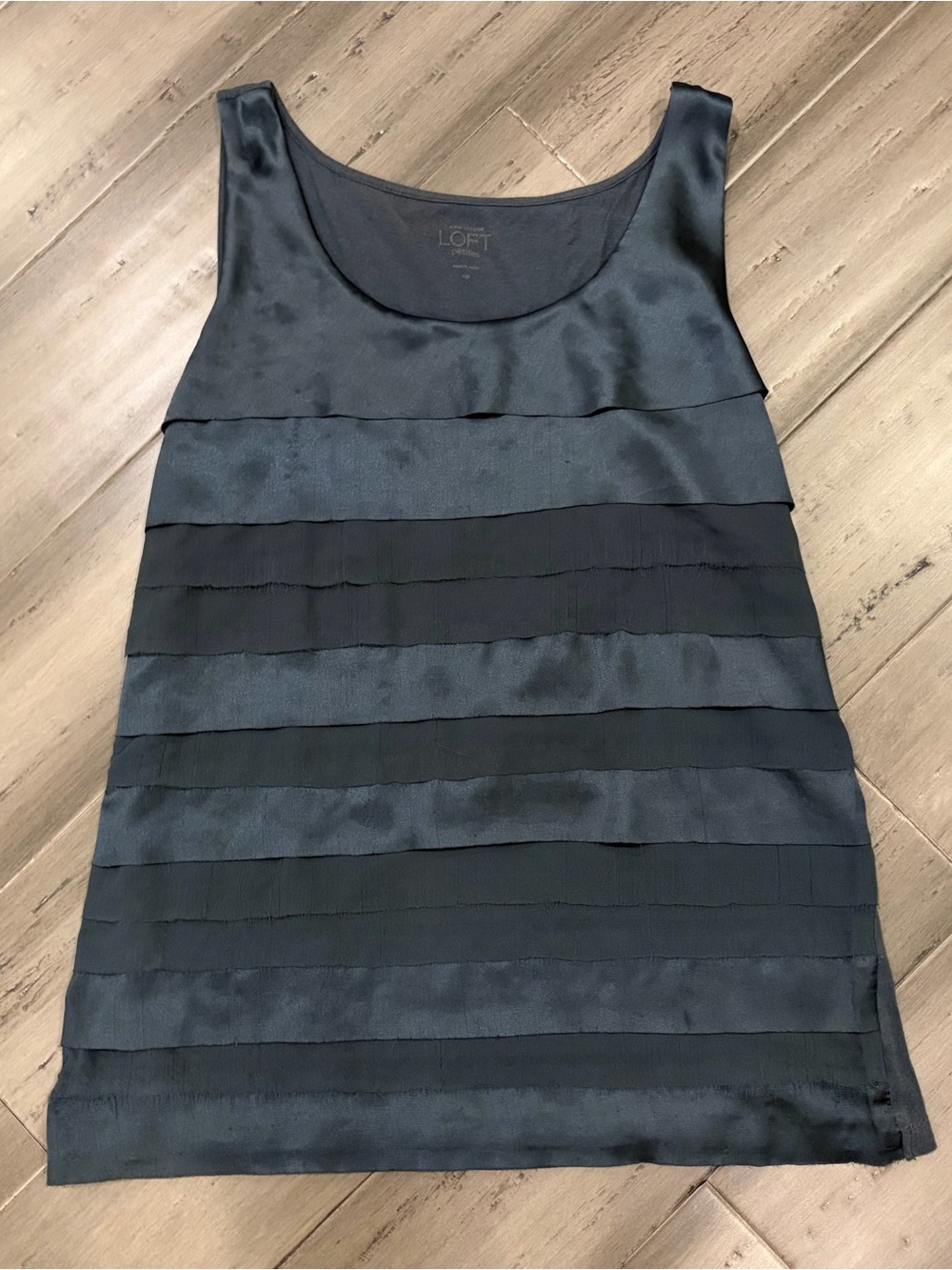 LOFT Navy Layered Satin Tank Top